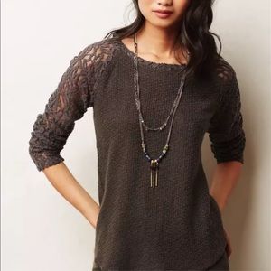 Anthro One September Rosanella Pleated Lace Top
